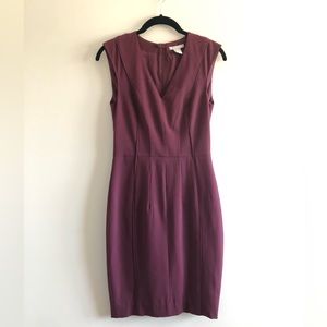 H&M Burgundy Figure Flattering Sleeveless V-neck Knee-length Cocktail/Work Dress